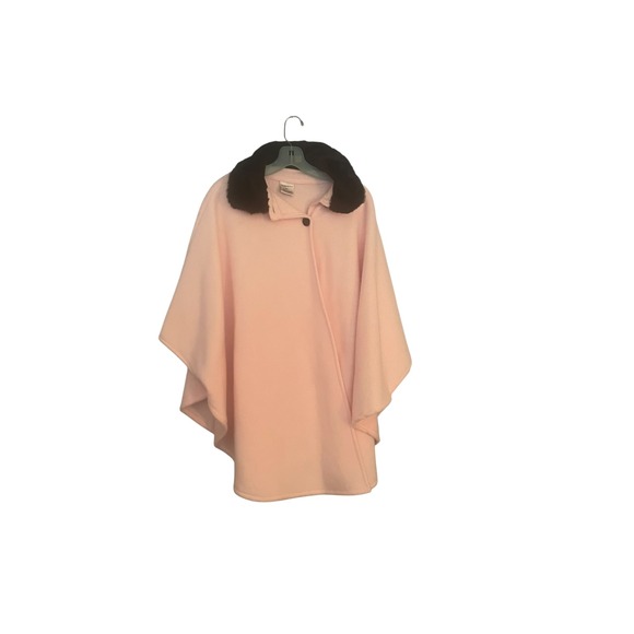 Preston & York Cape Poncho Pink Fleece Faux Fur Collar All Season Women's - Picture 1 of 4